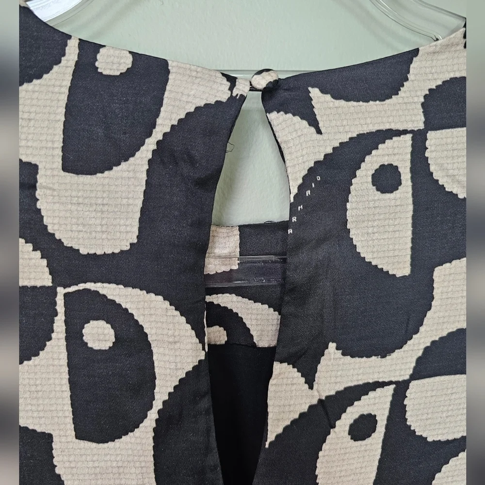 Farm Rio x Anthropologie Geo Toucan Mini Dress, Flutter Cuffs & Hem, Black White
